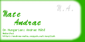 mate andrae business card