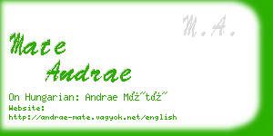 mate andrae business card